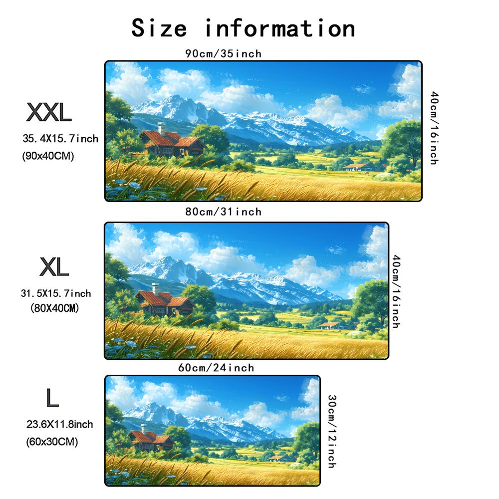 Anime Countryside Scenery Large Desk Mat Sky Cloud Mountain Road Xxl Mouse Pad NonSlip Stitched Edge Keyboard Gaming Mat