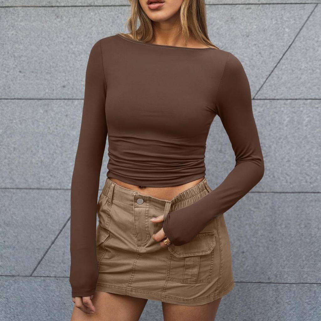 Women's Fashion Casual Slim Long Sleeve Bottom Shirt Outerwear Tops