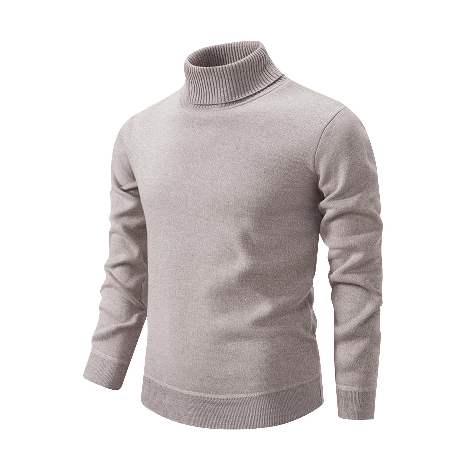 

Мужской однотонный теплый свитер, вязаный свитер с высоким воротником, прилегающий к низу, вязаный свитер с длинным рукавом XXL бежевый