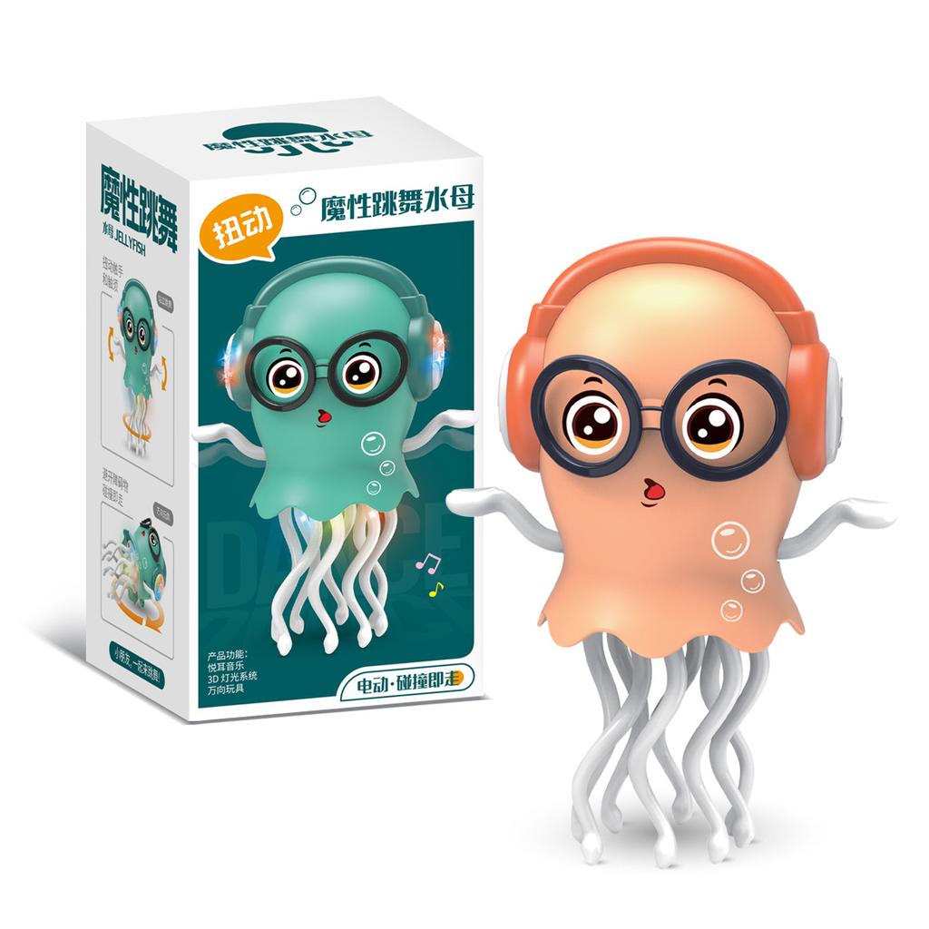 Polvo Elétrico Sensorial Brinquedo Lula Rastejante Música Luz Obstáculo Desvio Automático Brinquedo Dançante Móvel Efeito Spray Água-viva