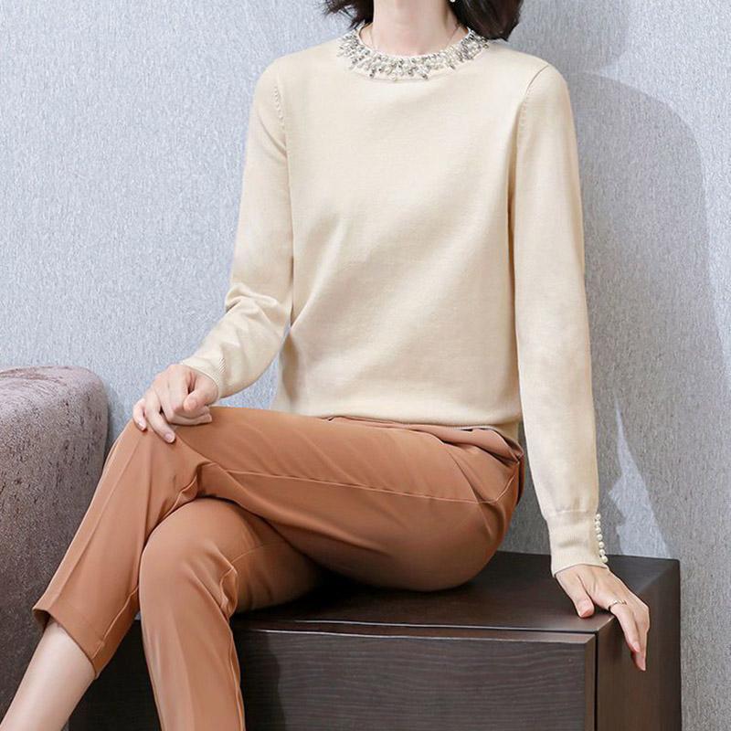 Sweater for Women Autumn Winter Thickened Pullover Warm Knitted Stretchy Long Sleeve Oversize Jumper Tops