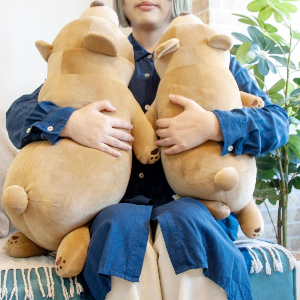 Livheart Körperkissen Premium Nemunemu Tiere Maron der Bär Größe M Länge Flauschiges und Quetschbares Plüschtier Körperkissen Geschenk (Gesamt 54cm) 48908-30