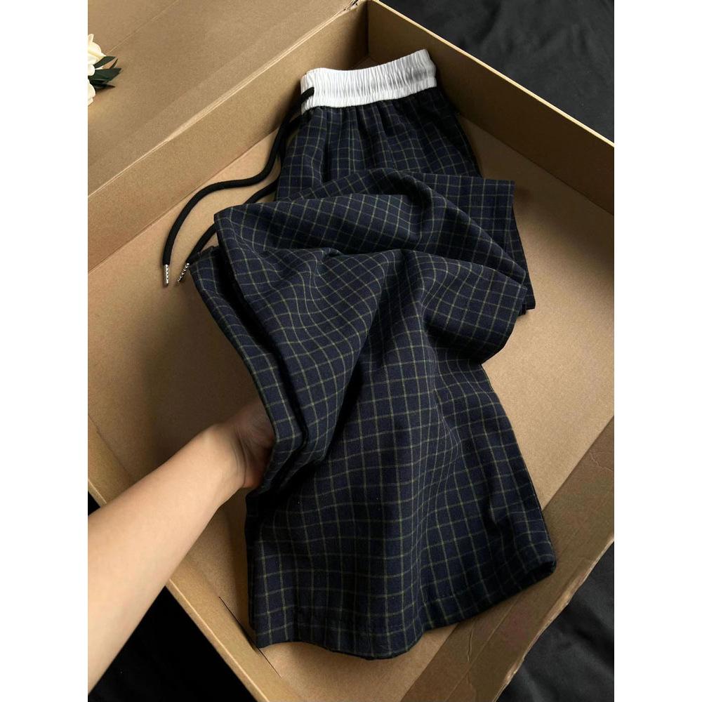 

Женские летние клетчатые брюки с высокой талией, широкими штанинами и свободного кроя XS (65-88 lbs)