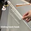 No-hole Sliding Sticky Hooks Behind Kitchen Cabinet Doors with Rows of Storage Track Hooks