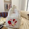 Fruit Pattern Nylon Backpack For Girls With Apple Print And Zipper Design