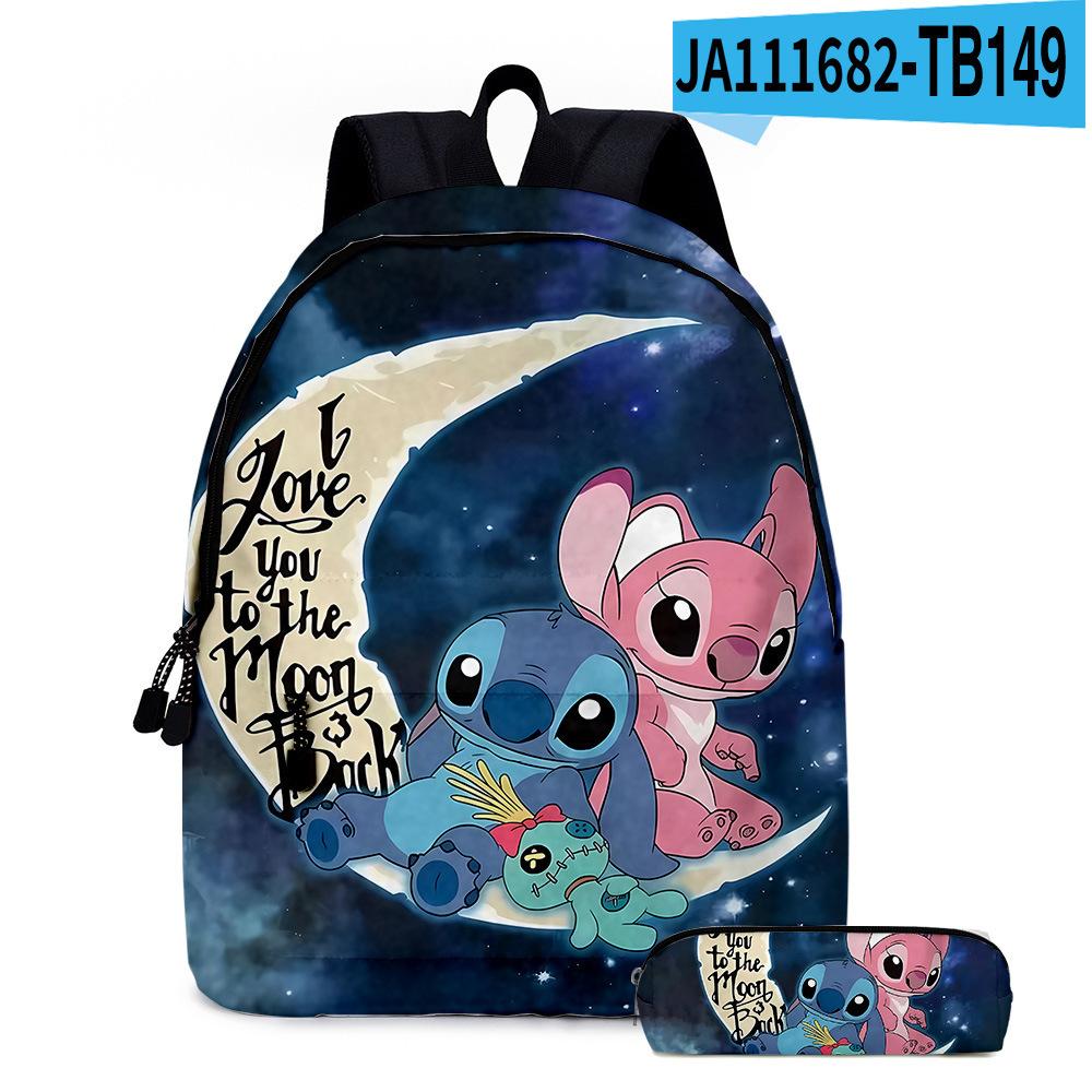 Stitc Cartoon Full Print Backpack Student Bag Pencil Case Two-Piece Set Children'S Backpack