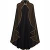 Women Medieval Cloak Stand Collar Deluxe Velvet Gold Trim Cape For Adult Christmas Halloween Paty