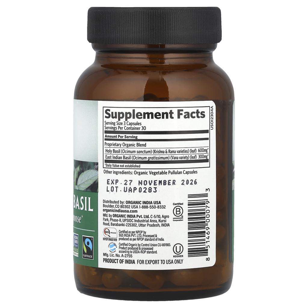 Tulsi Holy Basil, Positive Stress Relief, 90 Veggie Capsules