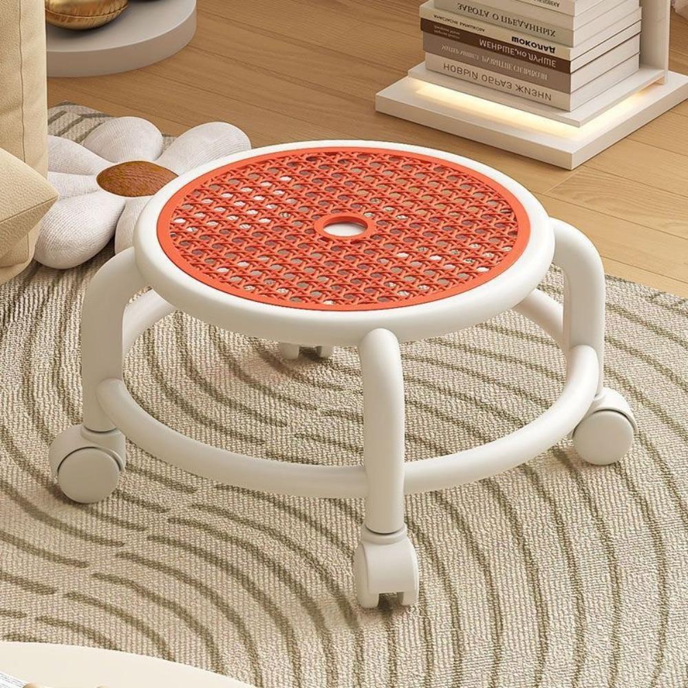 Small Size Low Stools Plastic Home Nail Salon Kids Stools 360° Swivel Rolling Stool Pulley оранжевый