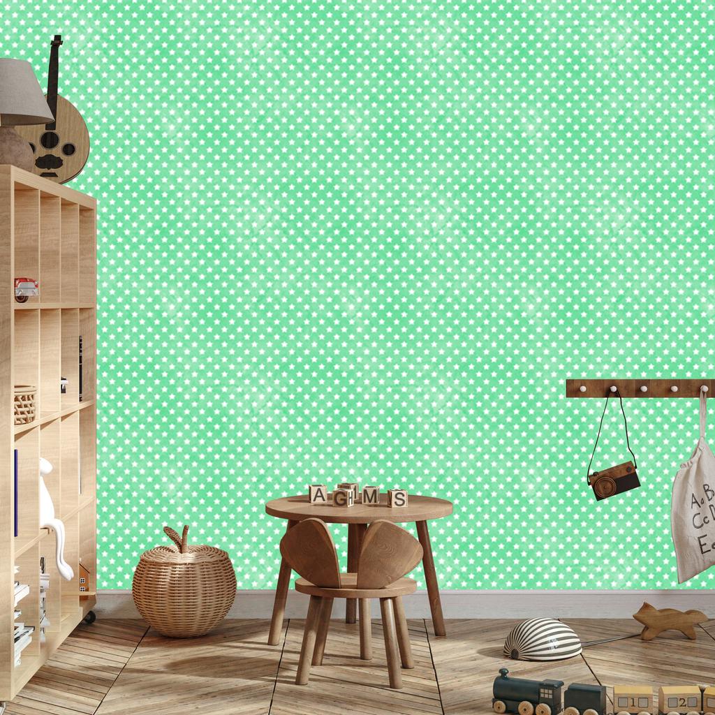 Mint Stars Wallpaper, Mint Center for Living Room and Bedroom 50x1000
