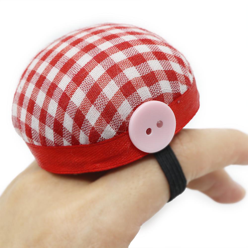Red & White Check Wrist Pin Cushion with Needle Holder and Threader
