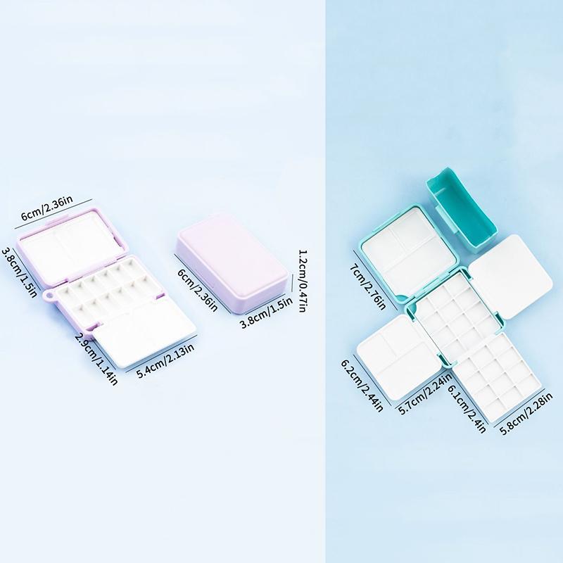 Portable Travel Watercolor Plastic 12/24 Grids Painting Box With Palette Half Pan Mini Paint Storage Case For Art Supplies
