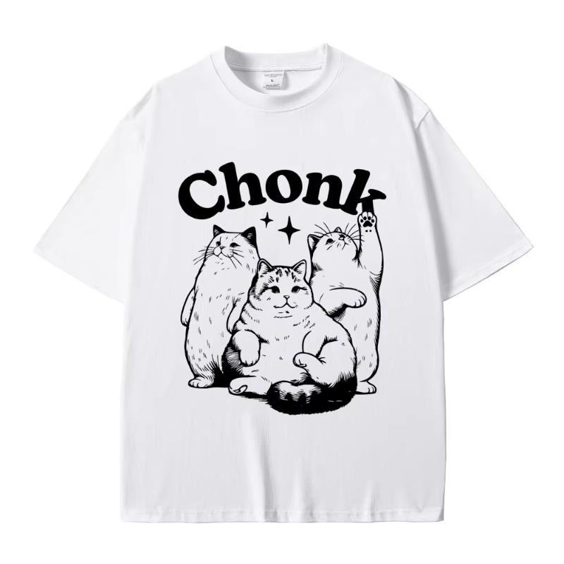 

Kawaii Chonk Cat Graphic T-shirt Funny Fat Cats Meme Tshirt Summer Men Women Fashion Casual Pure Cotton Tees Male Cool T Shir... S разноцветный