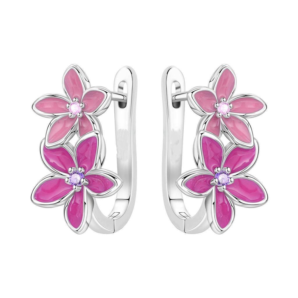 Elegant Orchid And Tulip Floral Hoop Earrings For Women Sophisticated Botanical Design Dainty Jewelry Gift