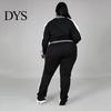 Dames Effen Kleur Casual Outfit 2 Delen/Set Joggingpak Grote Maten Ritssluiting Lange Mouwen Dagelijkse Kleding Tweekleurig Trainingspak met Broek