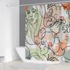 Line Art Shower Curtain for Bathroom Accessories Folding Partition Curtains Bath Bedrooms Houses Rooms Quarto Waterproof FaXT6