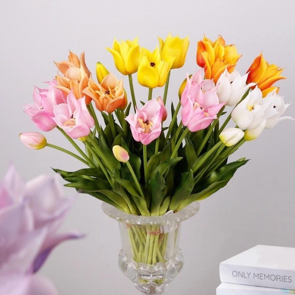 with Leaves Fake Tulip Flowers Real Touch Faux Flowers Living Room Desktop