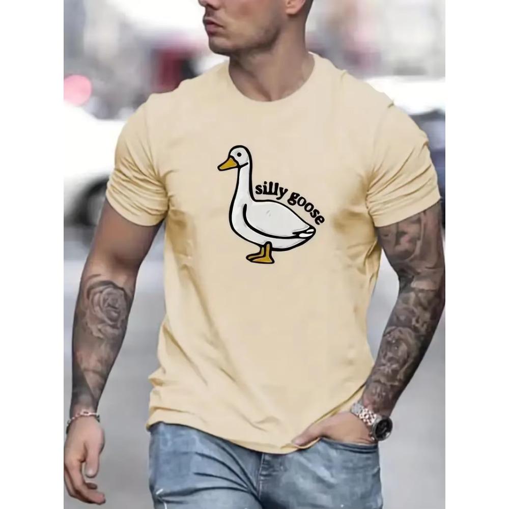Costa & Slogan Various Pattern Printing Men's Micro-stretch Cotton T-shirts, Graphic T-shirts Men's Summer Wear, Men's Clothing