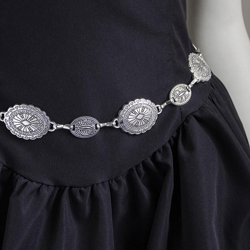 Bohemian Waist Chain Vintage Embossed Metal Pendant For Women Summer Fashion Accessory