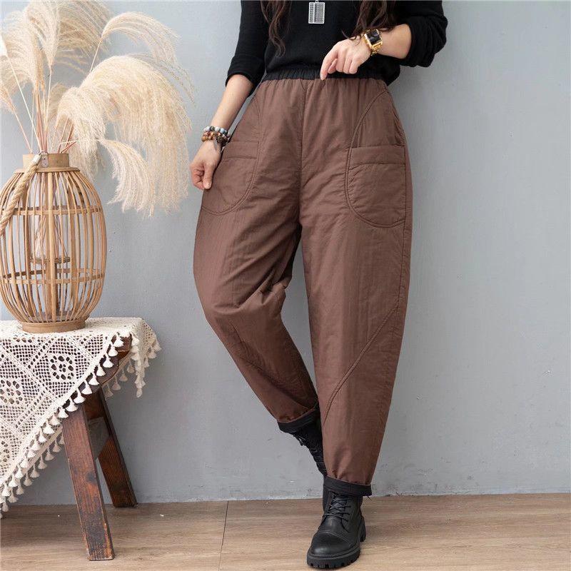 

Ретро Вельветовые Брюки с Вставками Плюс Хлопок Повседневные Хлопковые Брюки Новые Зимние Большой Карман Теплые Рабочие Хлопковые Брюки S коричневый