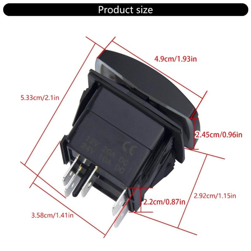 2Pcs 12V 20A Blue LED Light Waterproof Boats Marine Toggle Switches 5 Pin 2 Positions Rocker Switches Easy to Install