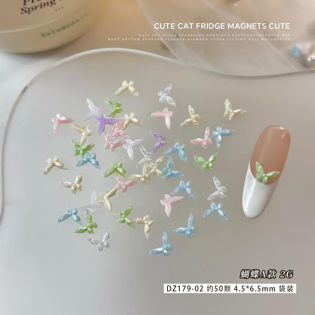 New Sparkling Butterfly Nail Accessories Mixed With Dopamine Camellia Pearl Petals DIY