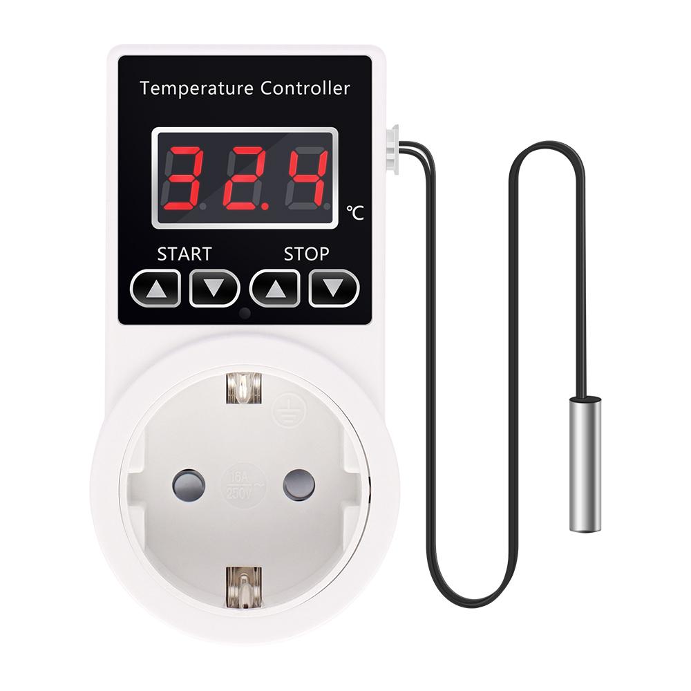 EU Plug Thermostat Socket Digital Temperature Controller Socket Outlet With Sensor Probe -20~120℃ Heating Cooling Switch 2
