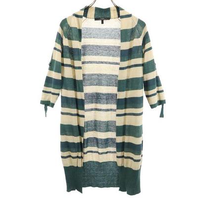Five-quarter Sleeve Knit Cardigan S Green X Beige Women Used