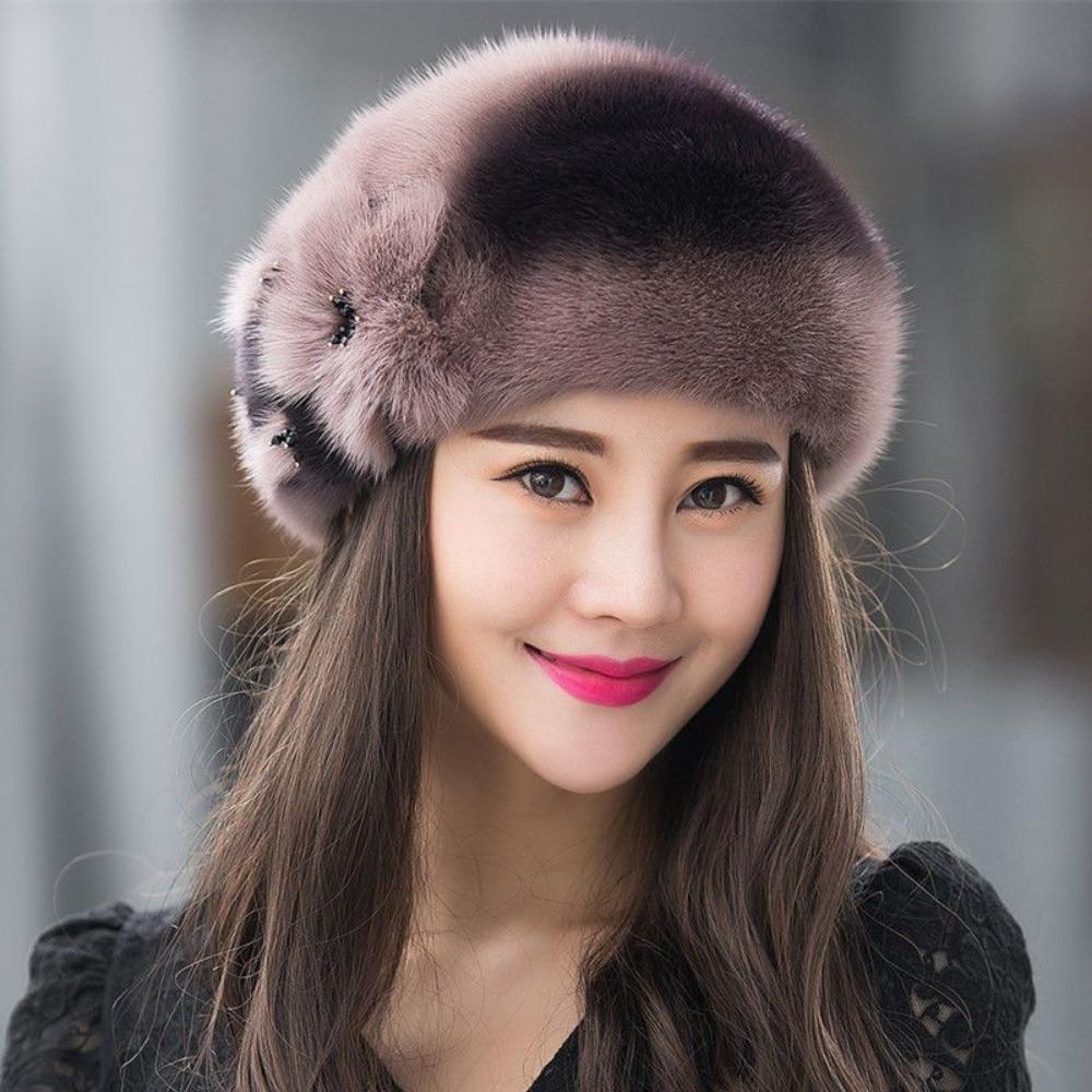 Women’s Hat High-end Hats Fashionable and Luxurious Hats Warm Ear Protection Hats for Middle-aged and Elderly People