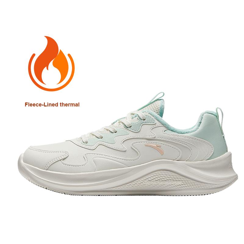 Anta Bequeme Warme Leichte Rutschfeste Low-Top Freizeitlaufschuhe Damen Sneaker Weiß Grün 922445573-10