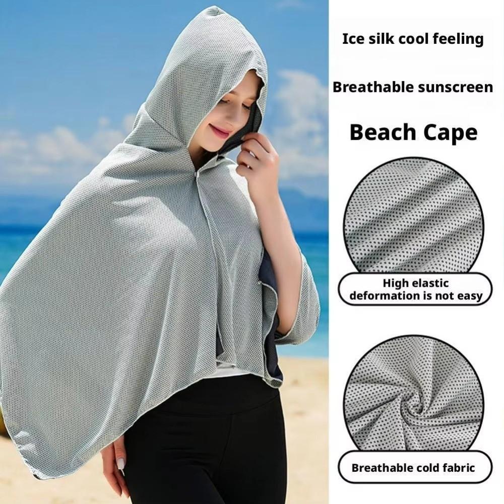 Soft Material Sun Protection Poncho Breathable Hoodie Beach Towel  Outdoor Sports Cycling Driving