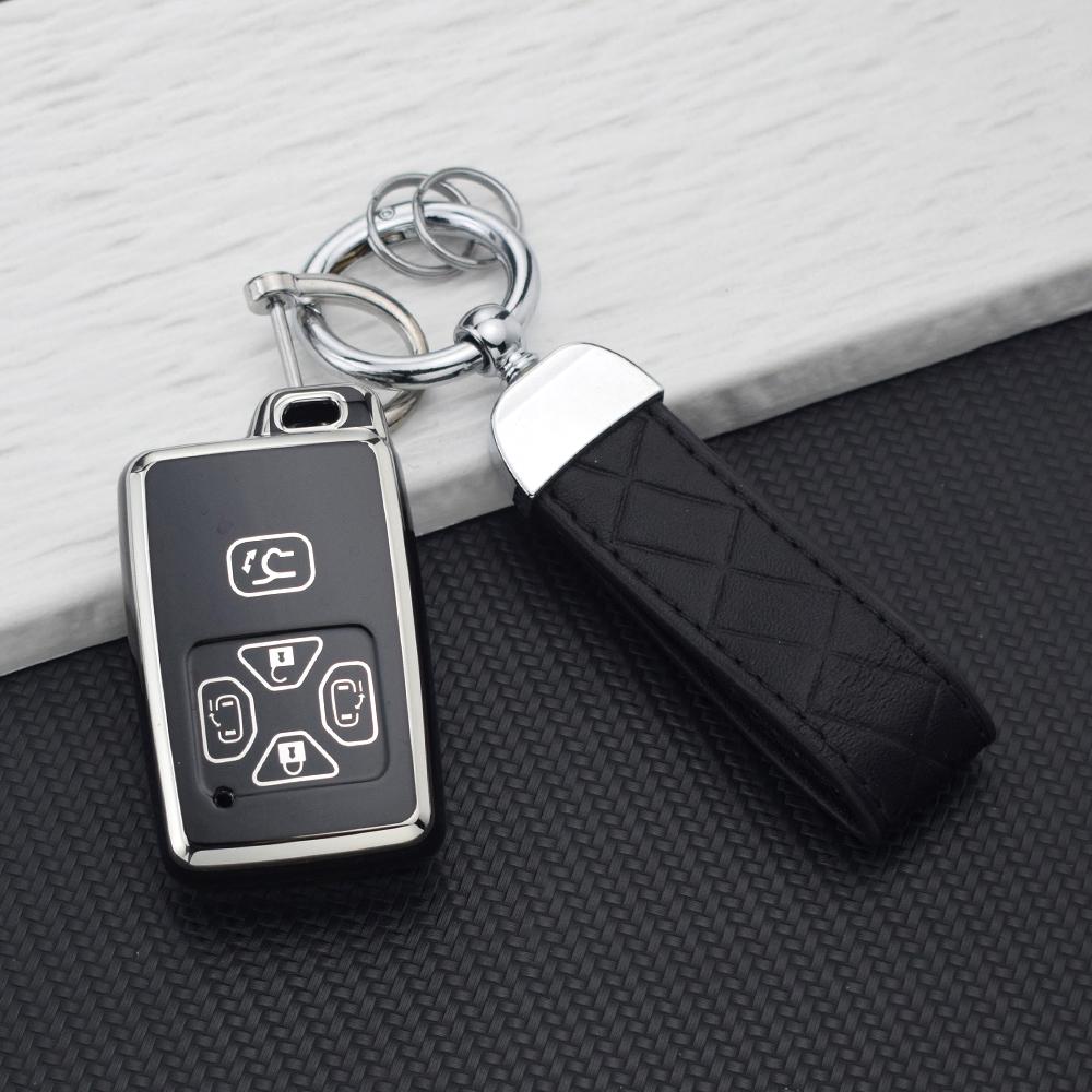 Soft TPU Silvery Car Key Casefor Toyota Alphard Vellfire Previa Estima Isis Noah Voxy 4/5 Buttons Cover Key Chain Protector