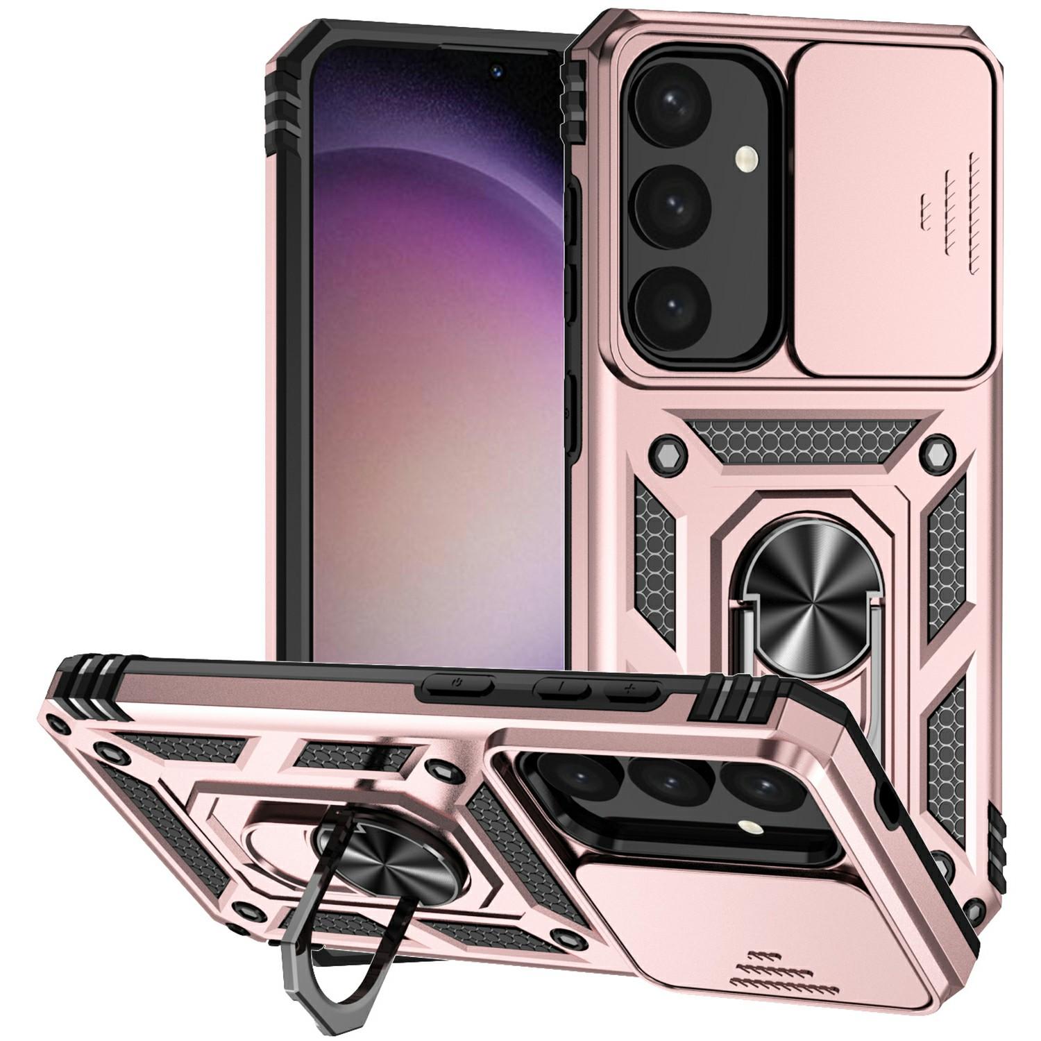 

Для Samsung Galaxy S25+ Чохол PC+TPU Чохол для телефону Захист об єктива Максимальний захист Підставка Rose Gold