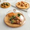 Nordic Wooden Round Dessert Display Tray with Lid