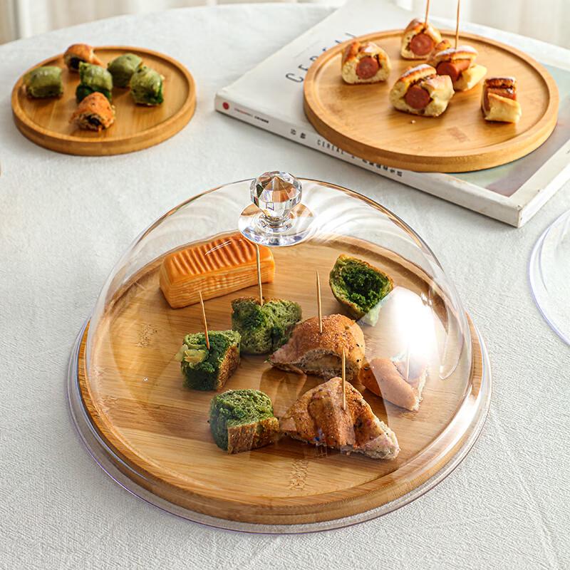 Nordic Wooden Round Dessert Display Tray with Lid
