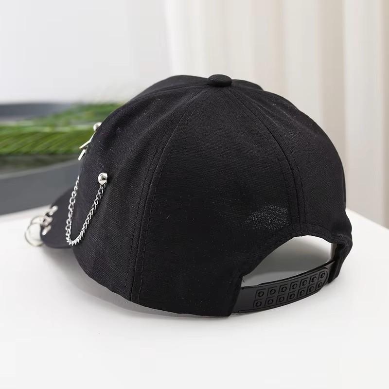 Baseball Cap Hat Metal Ring Chain Star Spring Summer Autumn Punk Hip Hop Rock Adjustable Unisex Men Women Outdoor Casual Cotton