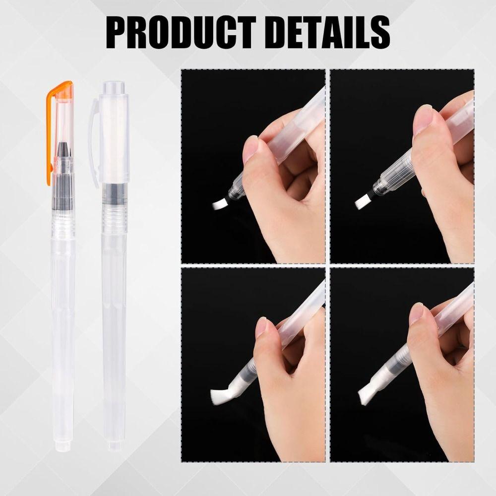 3/6Pcs Water Soluble Colored Watercolor Soft Pen Brush Plastic Refillable Water Pen Nylon Brush Head Painting Art Supplies