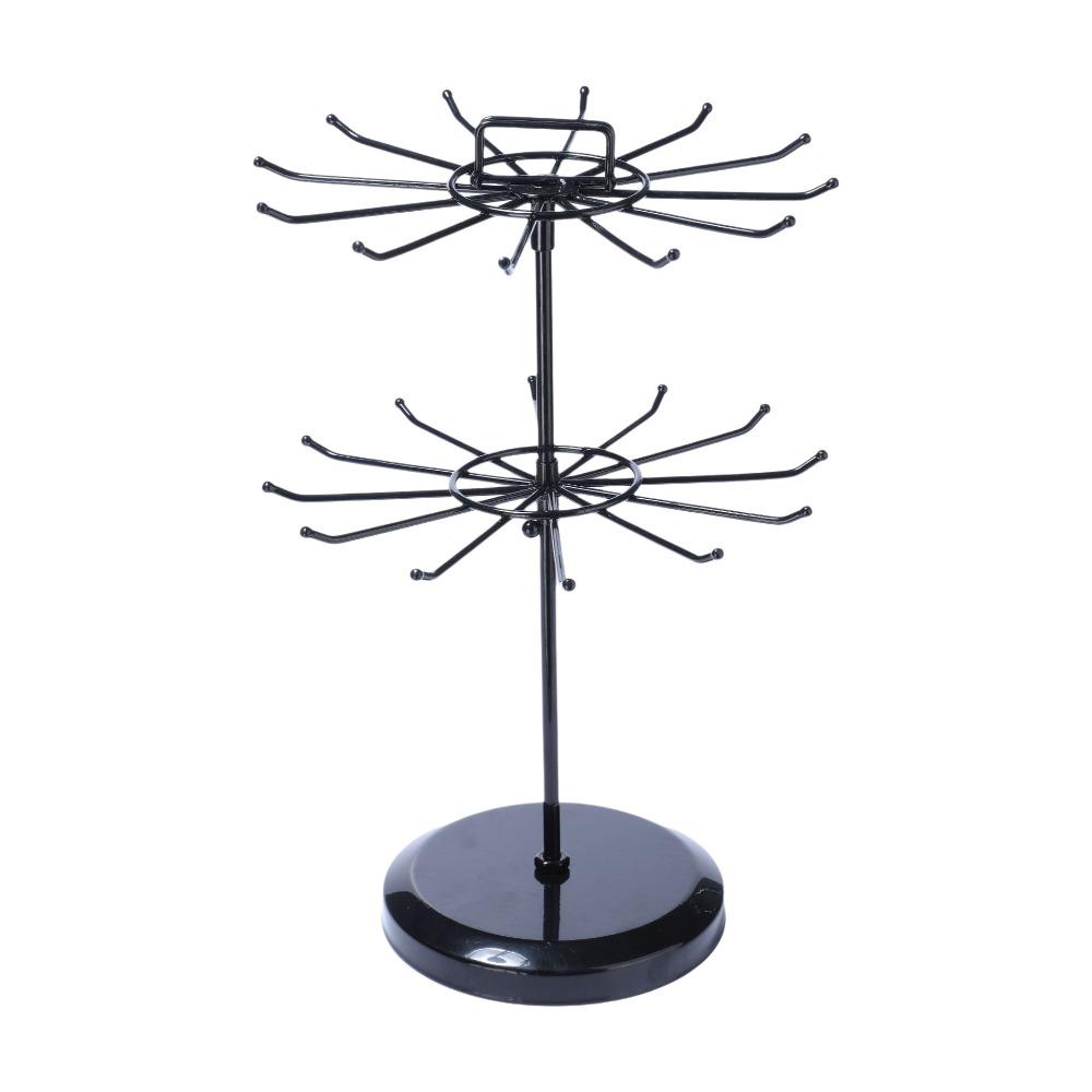 Rotatable Jewelry Organizer Stand Iron Material Two Tier Jewelry Rack  For Rings