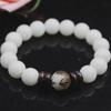 Creative White Jade Bodhi Bracelet with Personalized Lotus Seed Beads, Unisex Cultural Accessory.