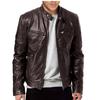 Winter Business Gentleman Zip Cardigan Pocket Decorative PU Leather Jacket Stand-Up Collar Slim Leather Jacket Jacket