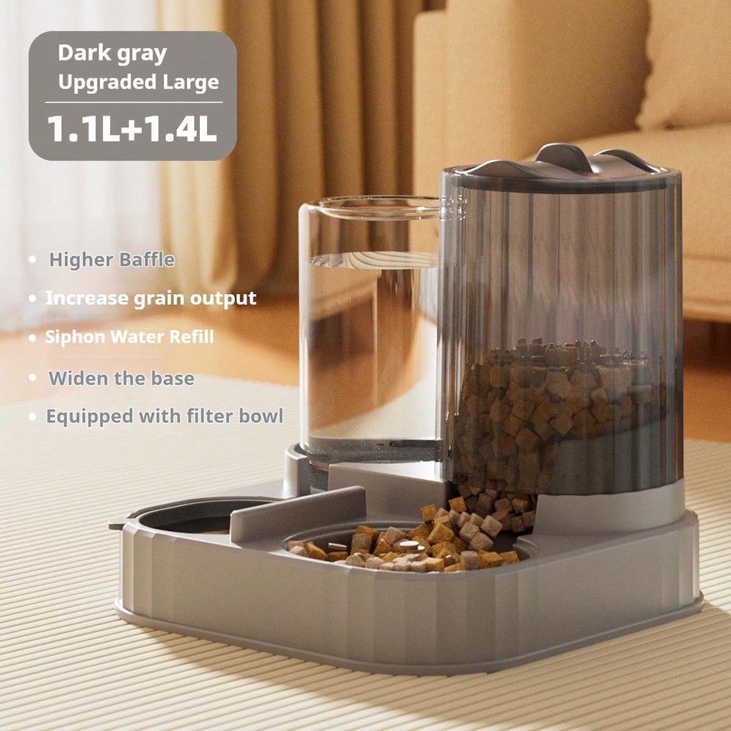 Dog Bowl Cat Food Bowl 2 In 1 Pet Automatic Feeder and Waterer Food Container Supplies, Extra-Large Capacity 2500 Ml