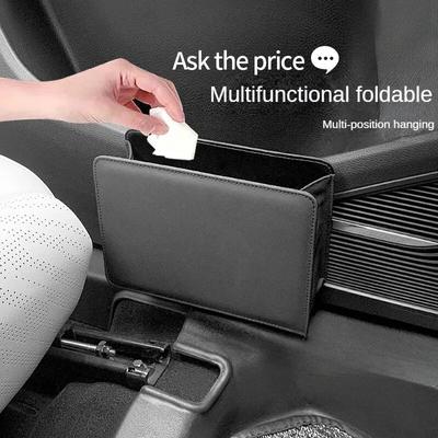 Poubelle de voiture Boîte de rangement de porte de voiture Sac de rangement suspendu pliable pour dossier de siège Boîte de rangement Produits d'intérieur de voiture