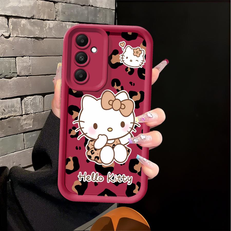 Hello Kitty Leopard Print Pattern Case for Samsung Galaxy A06 A15 A14 A11 A13 A30 A12 A07 A04 A17 A16 A50 A05 A20 Phone Cover