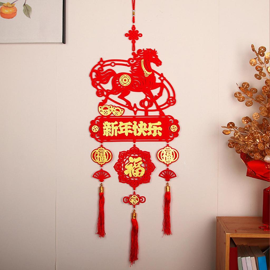 2026 Traditionelles Chinesisches Neujahrs-Hängeornament Frühlingsfest Jahr des Pferdes Hängeornament Wandbehang Anhänger Gutes Glück