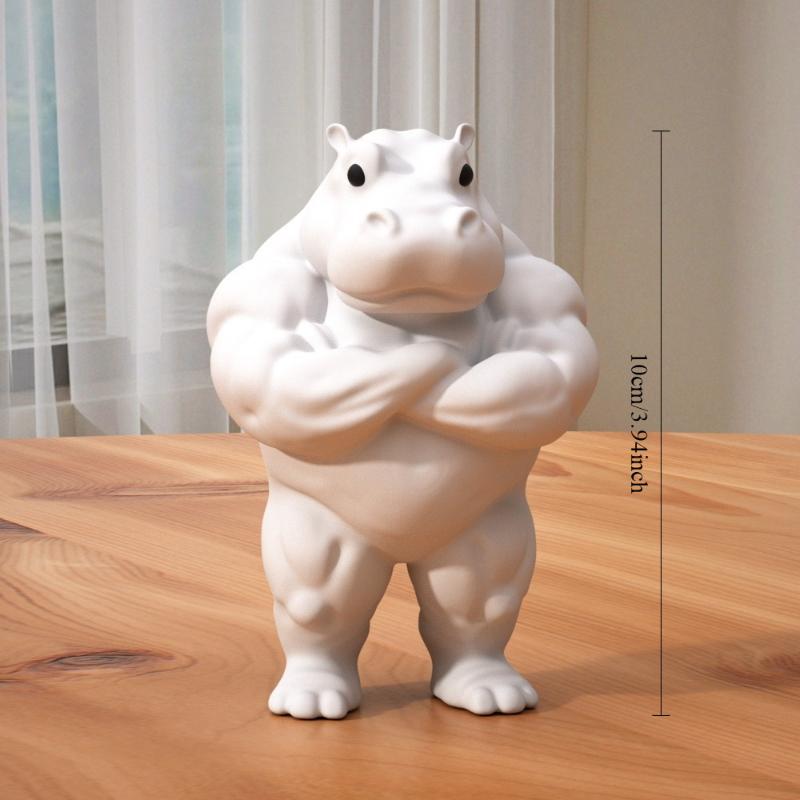 

1Pc White Muscular Cat Capybara Cow And Tiger Statues Set Durable Plastic Home Decorations for Living Room Perfect Gift