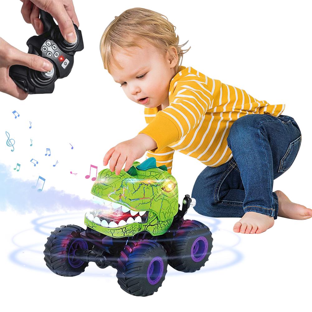 Dinosaur RC Stunt Car with Spray Light & Sound 2.4Ghz All Terrain RC Cars RC Truck for Boys Age 4-7 Birthday Gifts for Kids