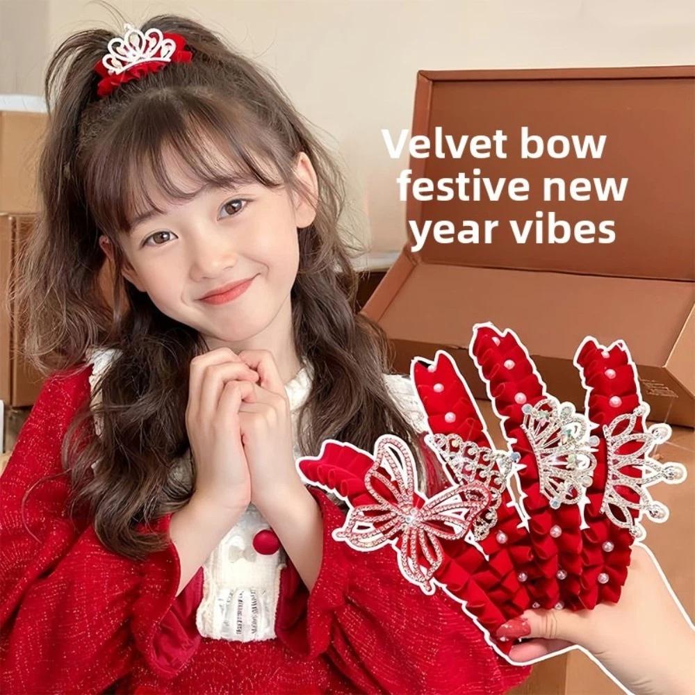 High Ponytail Fixed Artifact Children's New Year Crown Pearl Hair Clip Crab Women/Kids