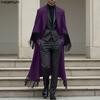 INCERUN Men Lapel Neck Long Sleeve Open Front Tassel Long Blazer Coats
