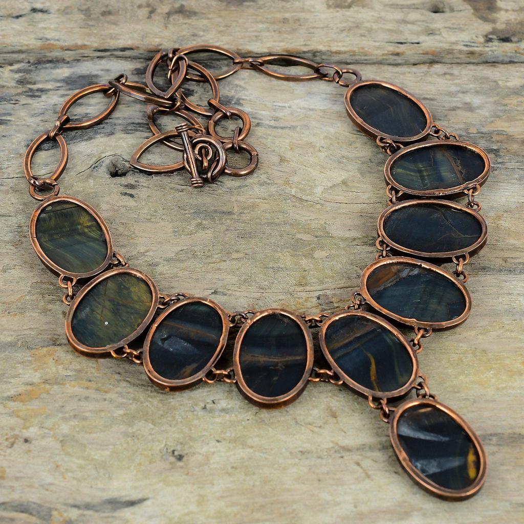 Pietersite Necklace Electroformed Copper Necklace Handmade Jewelry Adjustable Chain Necklace Gemstone Necklace Copper Jewelry Gifts For Her