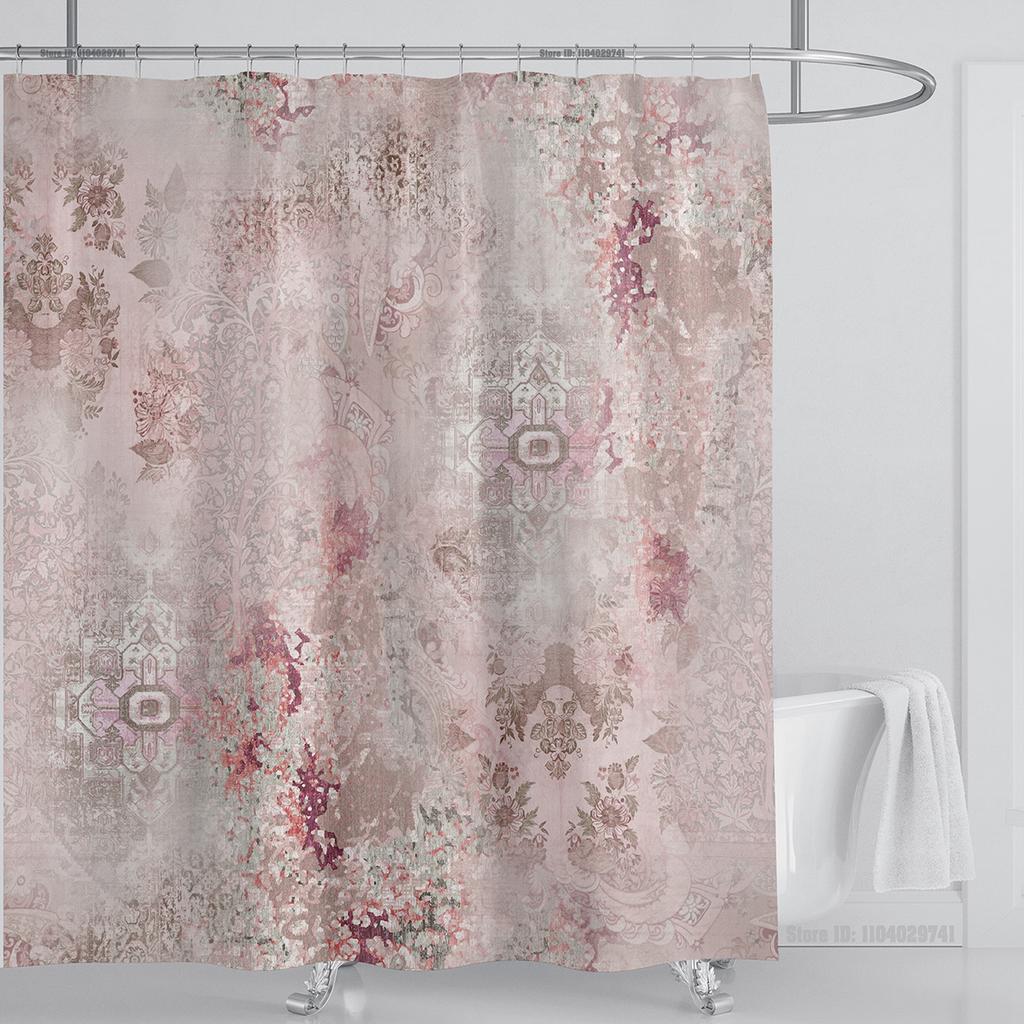 Boho Luxury Floral modern Shower Curtain flower printing Waterproof Polyester Bathroom Curtain with Hooks Bathtub Screen